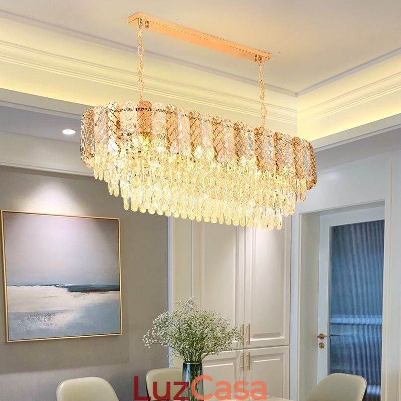 Luminária pendente de cristal moderna Luminária pendente oval de luxo