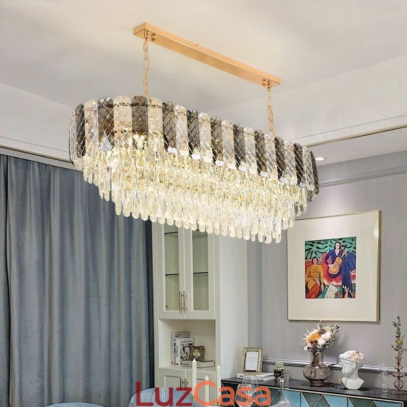 Luminária pendente de cristal moderna Luminária pendente oval de luxo