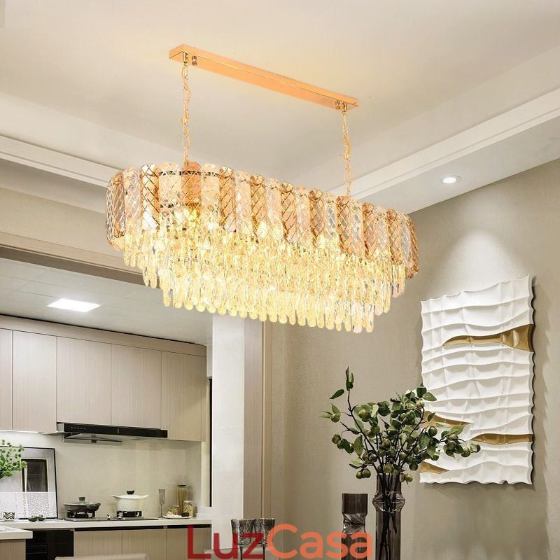 Luminária pendente de cristal moderna Luminária pendente oval de luxo