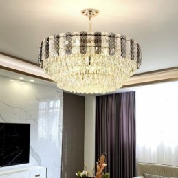 Luminária pendente europeia de luxo, luminária de teto de cristal
