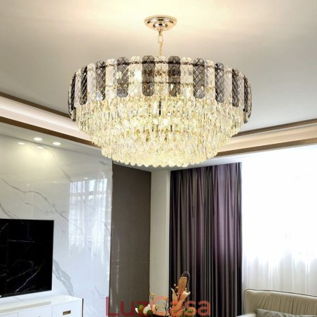 Luminária pendente europeia de luxo, luminária de teto de cristal Luminária pendente europeia de luxo, luminária de teto de cristal