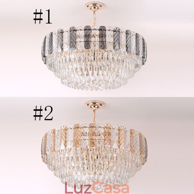 Luminária pendente europeia de luxo, luminária de teto de cristal