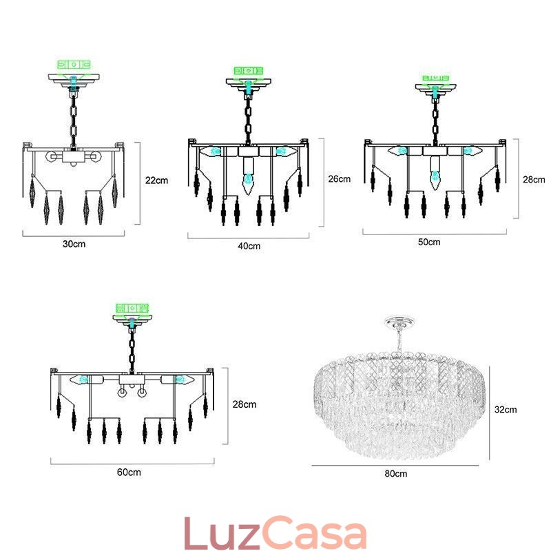 Luminária pendente europeia de luxo, luminária de teto de cristal