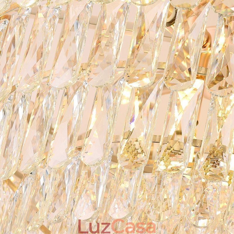 Luminária pendente europeia de luxo, luminária de teto de cristal