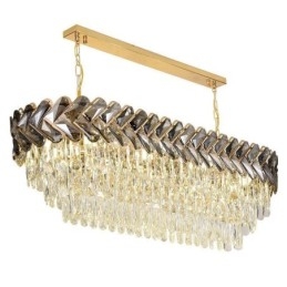 Luminária pendente de cristal europeia, luminária de teto oval de luxo