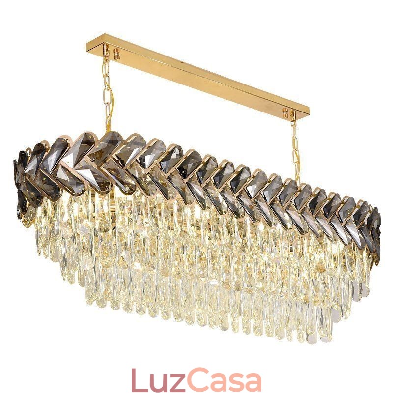 Luminária pendente de cristal europeia, luminária de teto oval de luxo