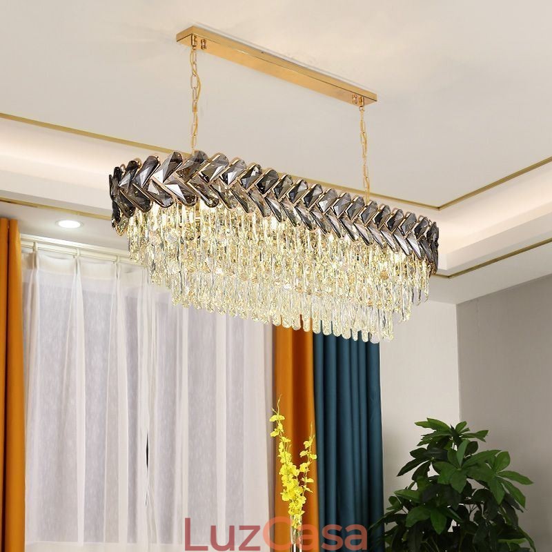 Luminária pendente de cristal europeia, luminária de teto oval de luxo