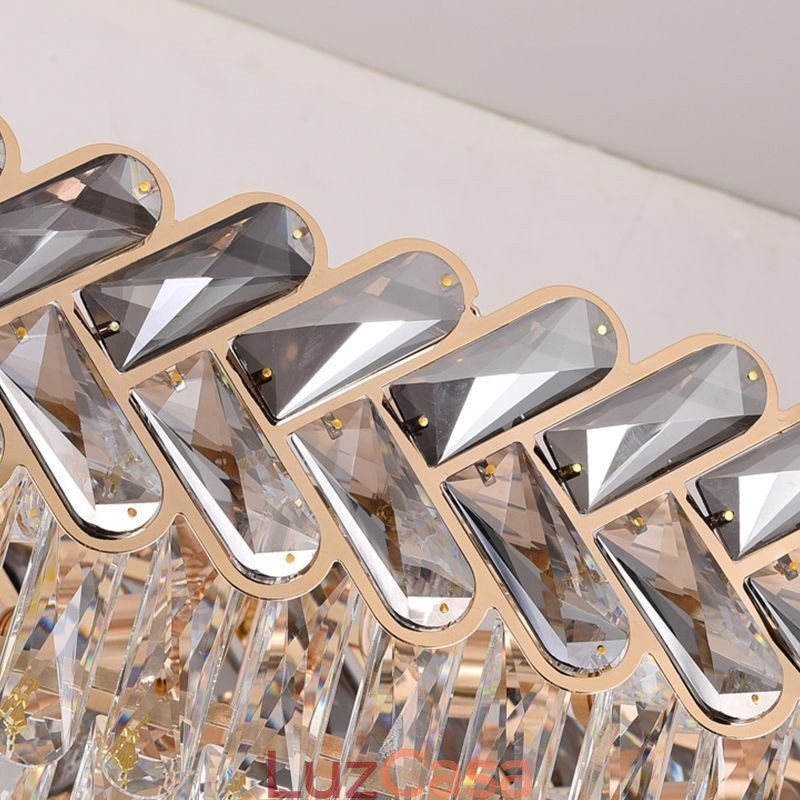 Luminária pendente de cristal europeia, luminária de teto oval de luxo