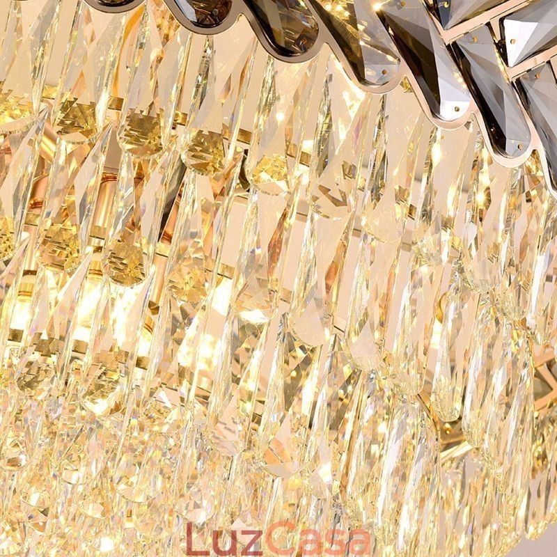 Luminária pendente de cristal dourada para teto