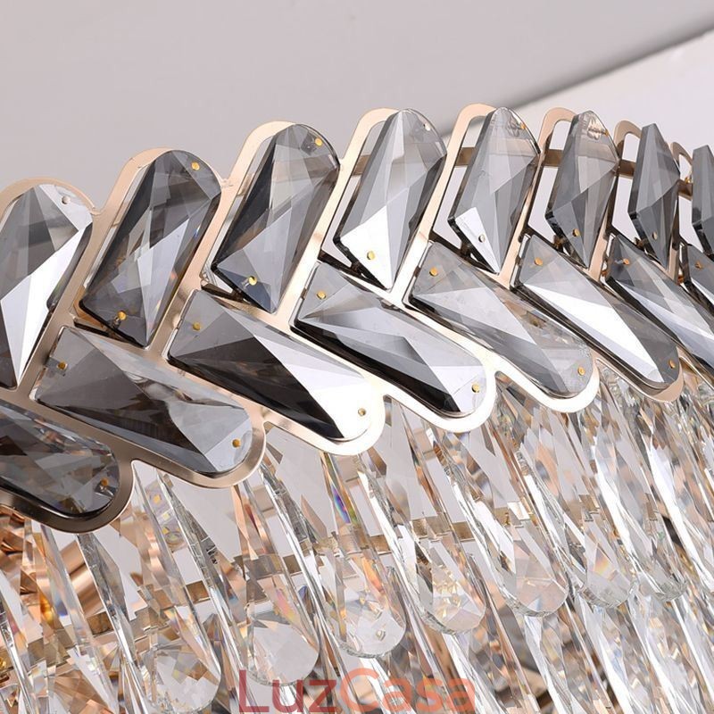 Luminária pendente de cristal dourada para teto