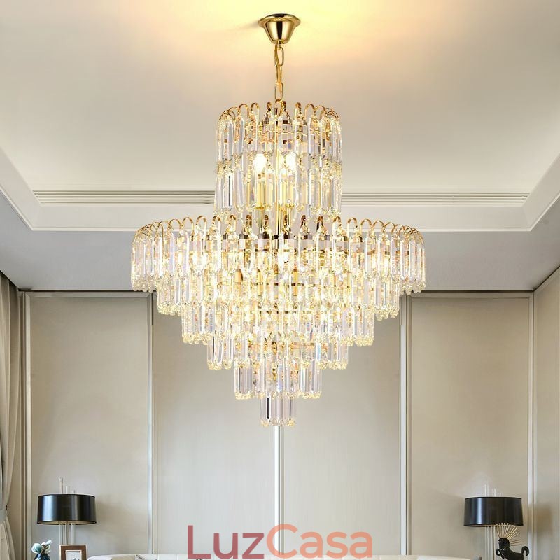 Luminária pendente elegante de cristal redonda para teto