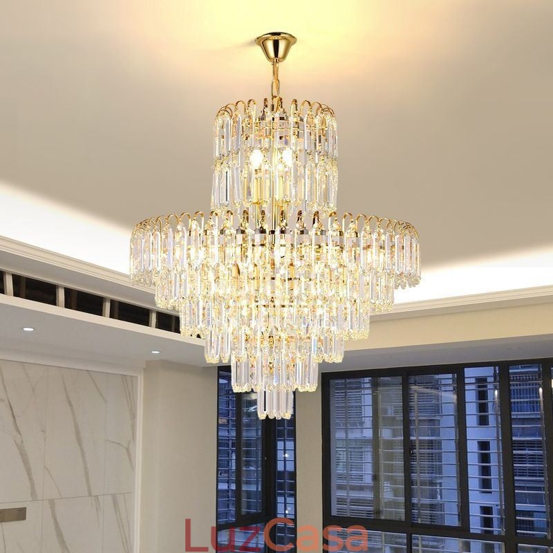 Luminária pendente elegante de cristal redonda para teto