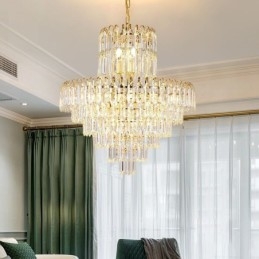 Luminária pendente elegante de cristal redonda para teto