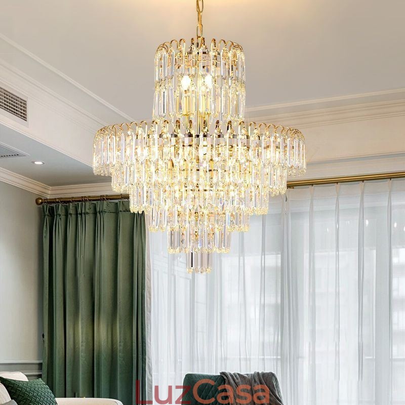 Luminária pendente elegante de cristal redonda para teto