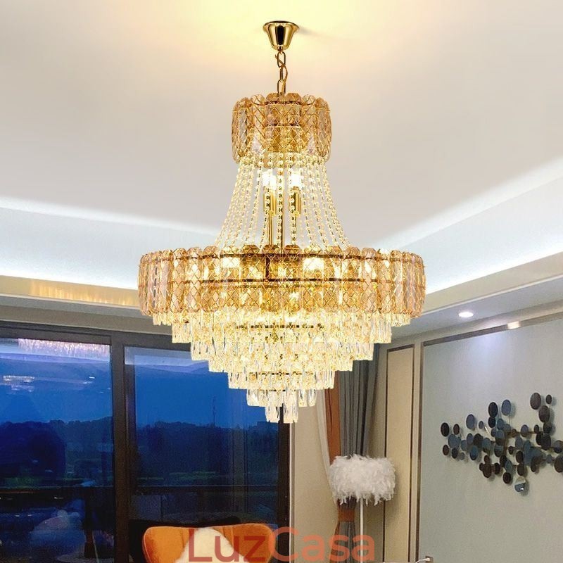 Luminária pendente de cristal moderna redonda para teto