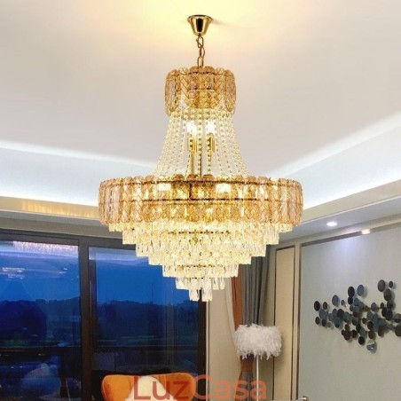 Luminária pendente de cristal moderna redonda para teto