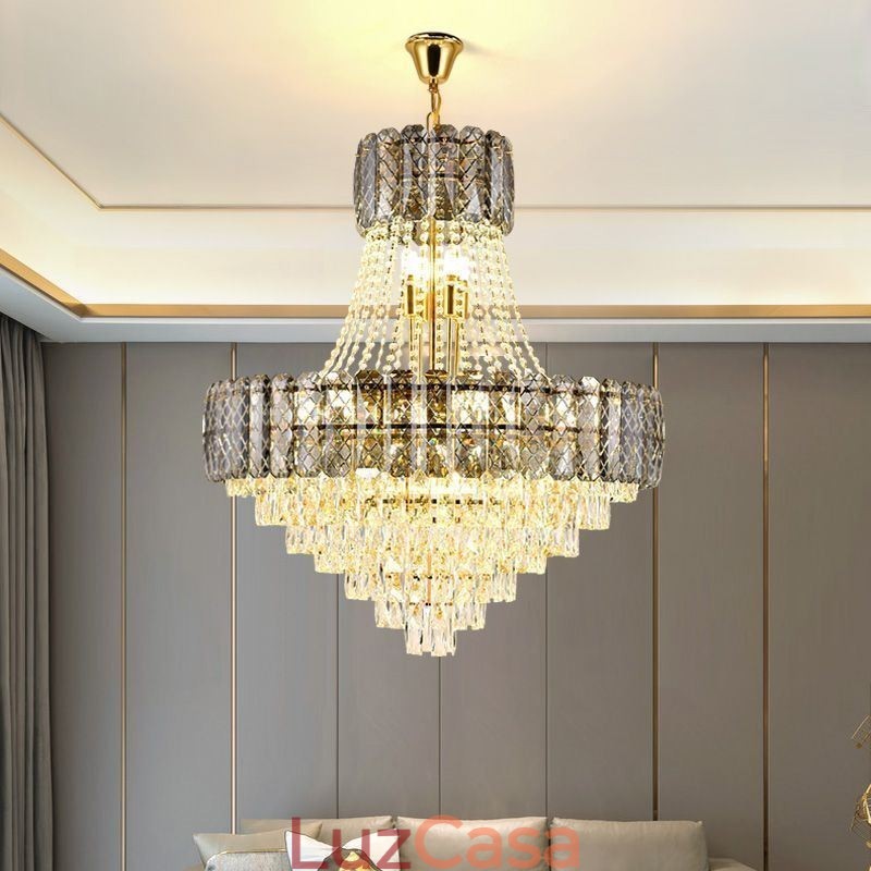 Luminária pendente de cristal moderna redonda para teto