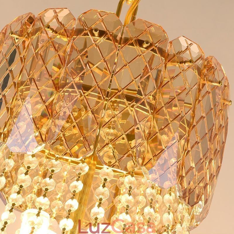 Luminária pendente de cristal moderna redonda para teto