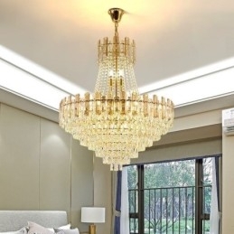 Luminária pendente de cristal moderna redonda para teto