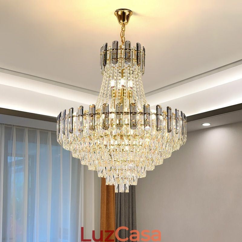 Luminária pendente de cristal moderna redonda para teto