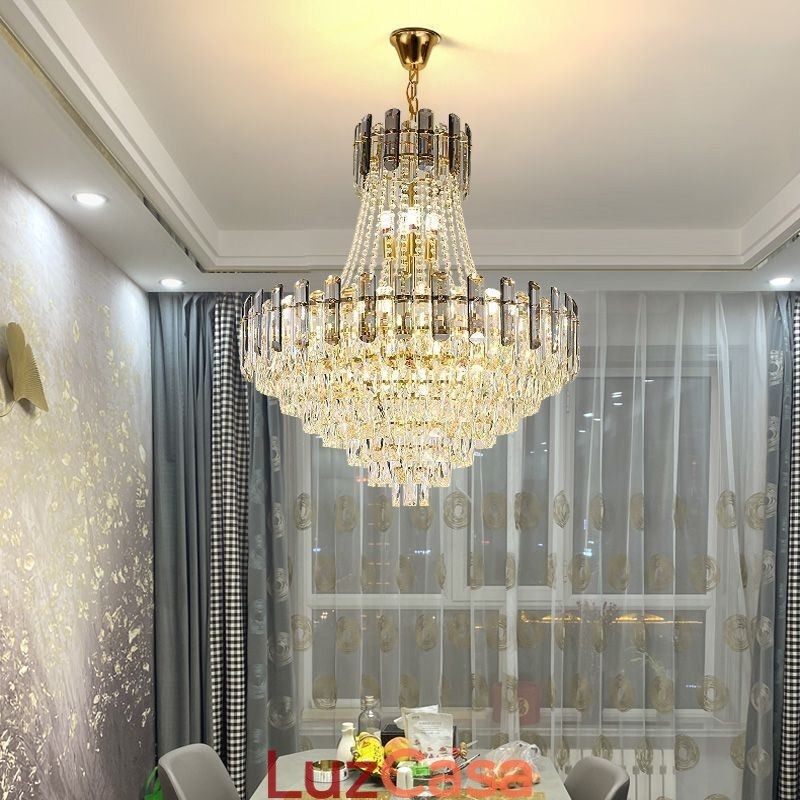 Luminária pendente de cristal moderna redonda para teto
