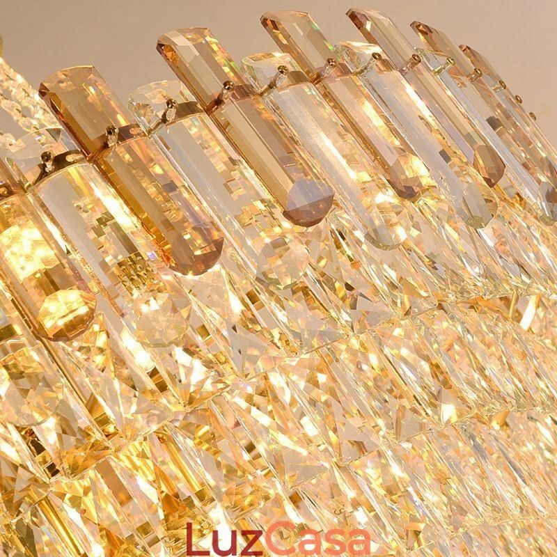 Luminária pendente de cristal moderna redonda para teto