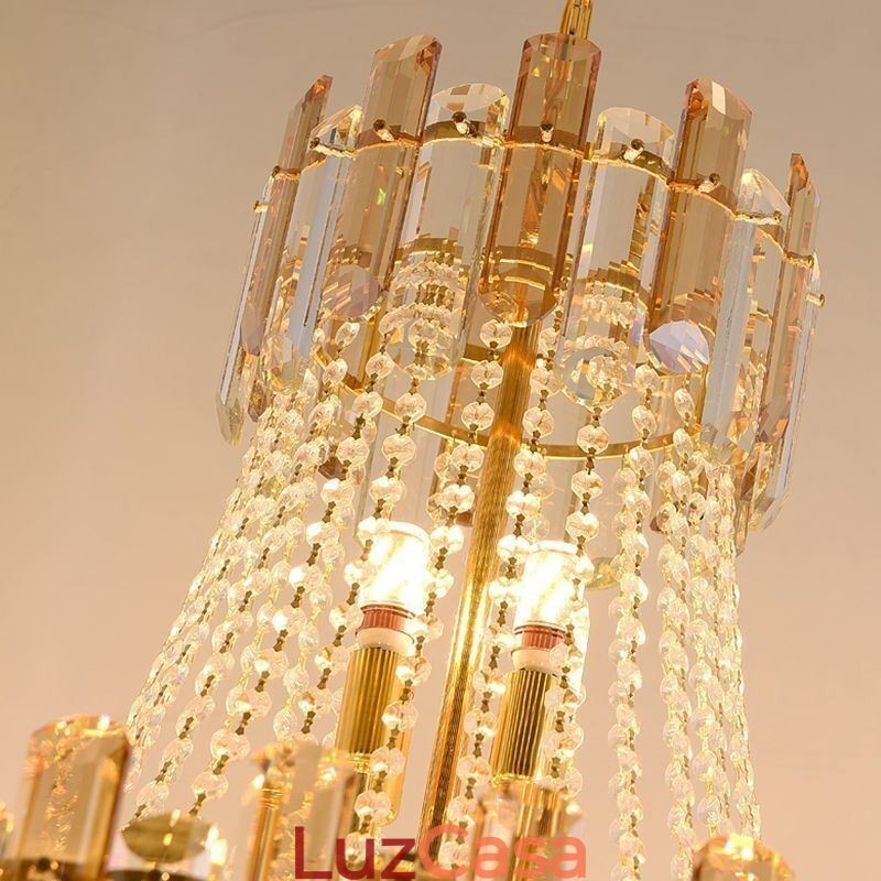 Luminária pendente de cristal moderna redonda para teto