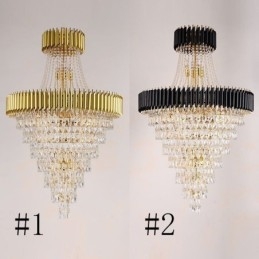Luminária pendente de cristal moderna, luminária de teto cônica