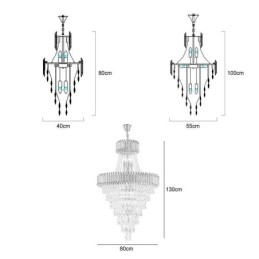 Luminária pendente de cristal moderna, luminária de teto cônica