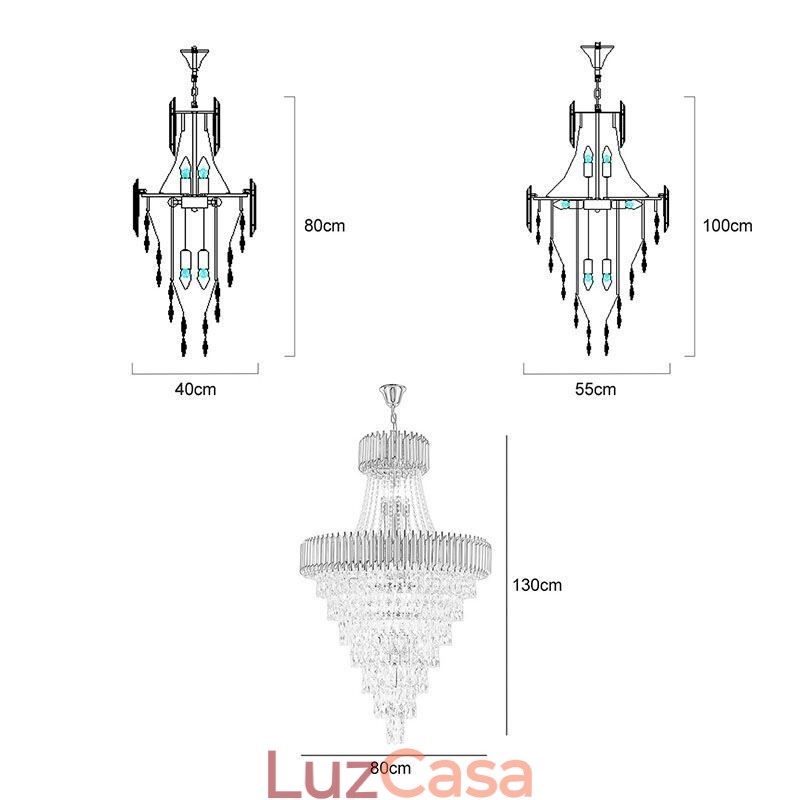 Luminária pendente de cristal moderna, luminária de teto cônica