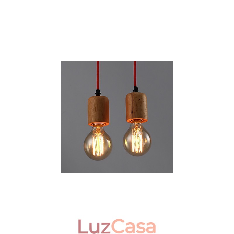 Lustre Mini Estilo Moderno Contemporâneo Madeira Bambu