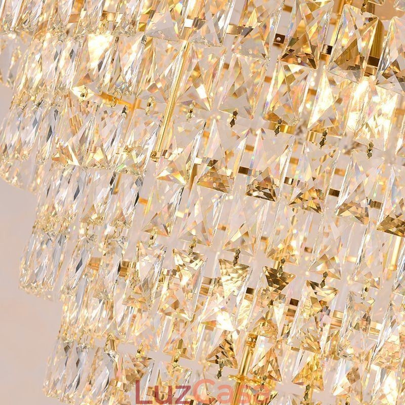 Luminária pendente de cristal moderna, luminária de teto cônica