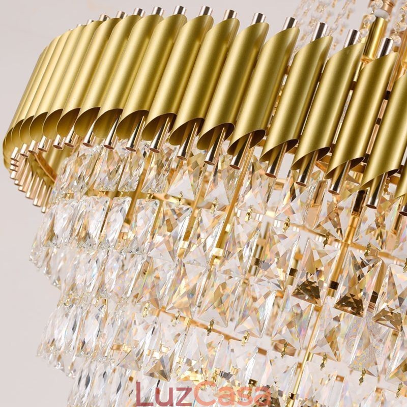 Luminária pendente de cristal moderna, luminária de teto cônica