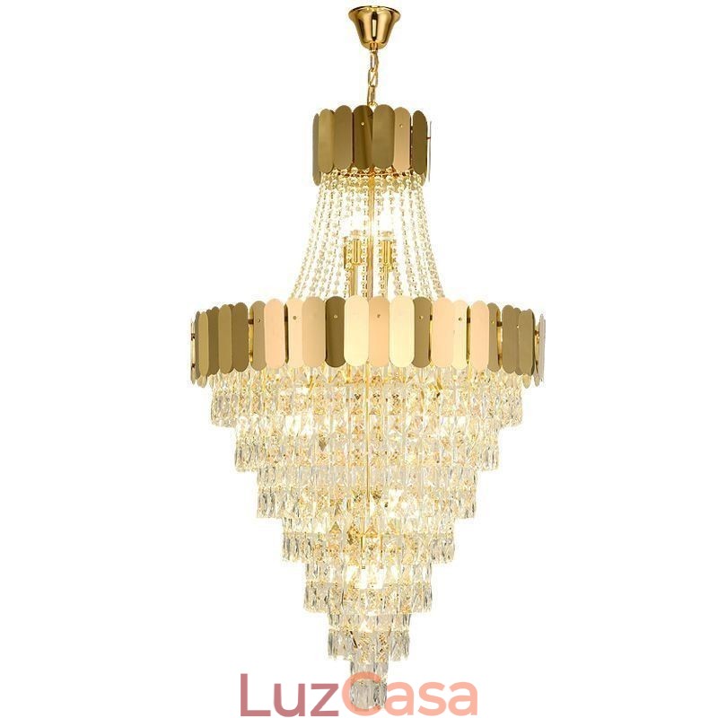 Luminária pendente de cristal europeia cônica suspensa