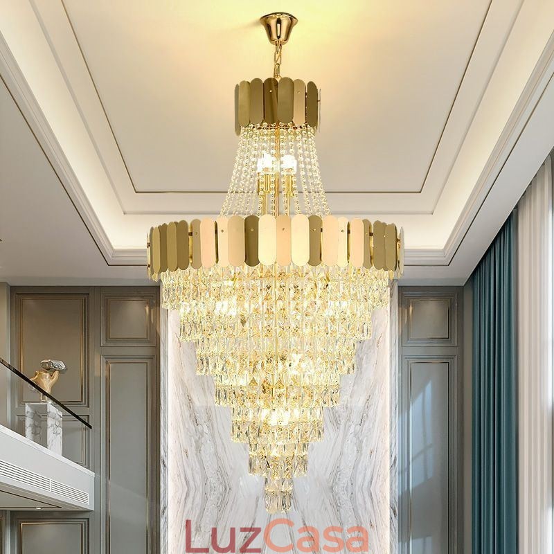 Luminária pendente de cristal europeia cônica suspensa