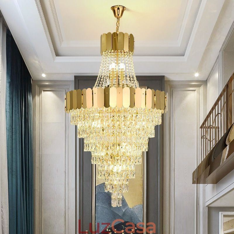 Luminária pendente de cristal europeia cônica suspensa