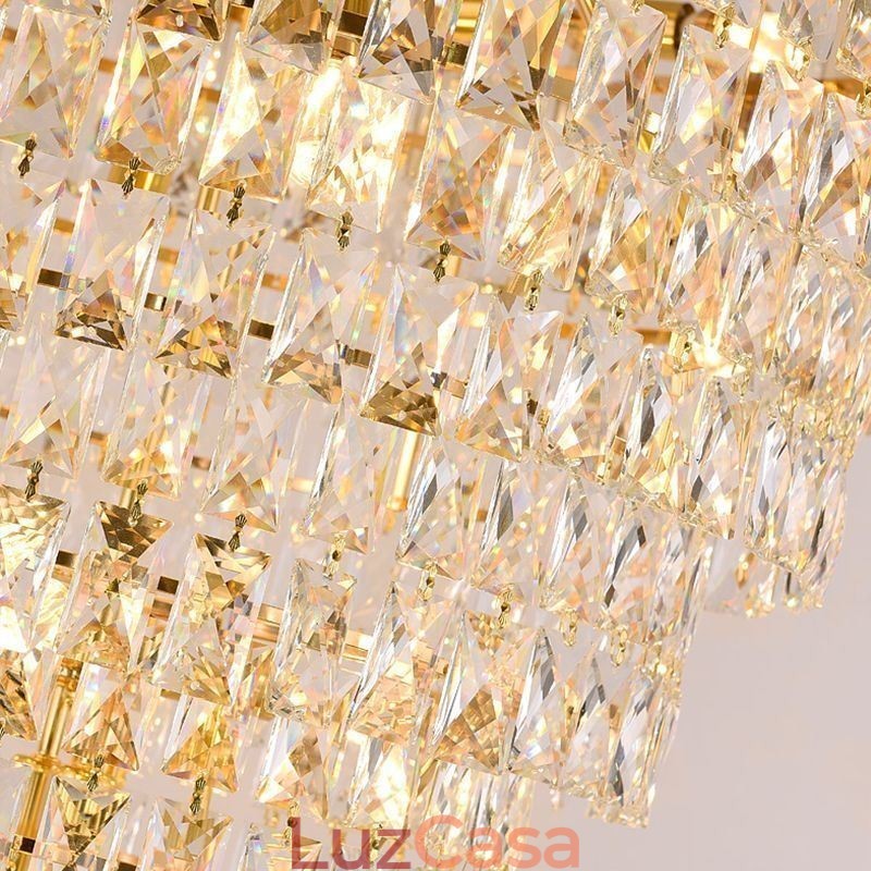 Luminária pendente de cristal europeia cônica suspensa