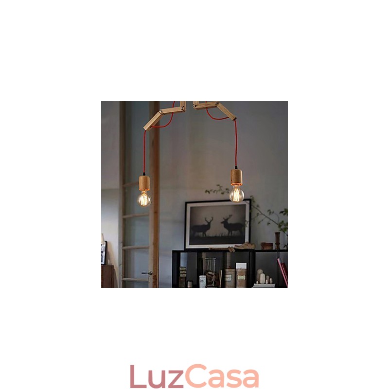 Lustre Mini Estilo Moderno Contemporâneo Madeira Bambu