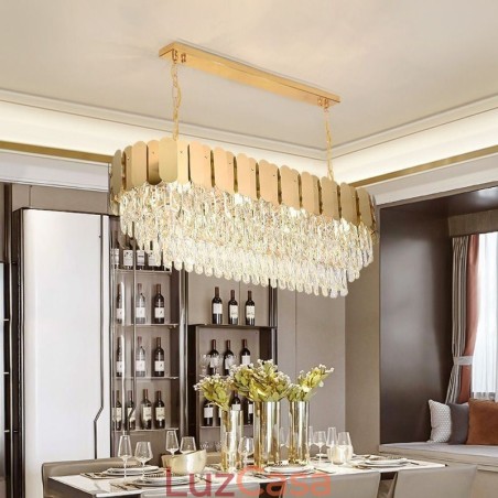 Luminária pendente de cristal, luminária de teto oval de luxo Luminária pendente de cristal, luminária de teto oval de luxo