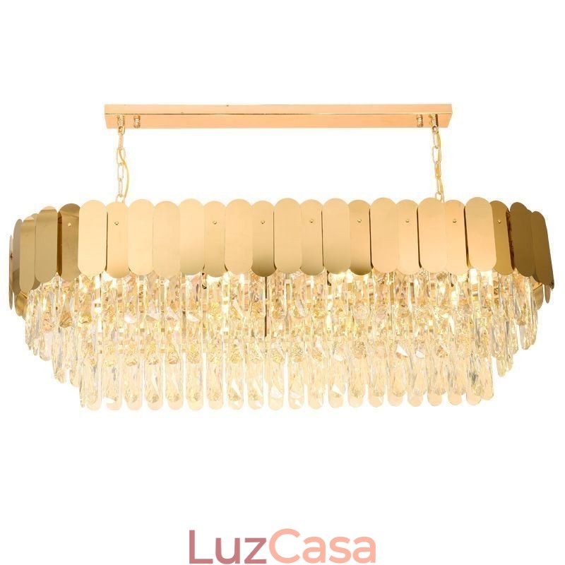 Luminária pendente de cristal, luminária de teto oval de luxo
