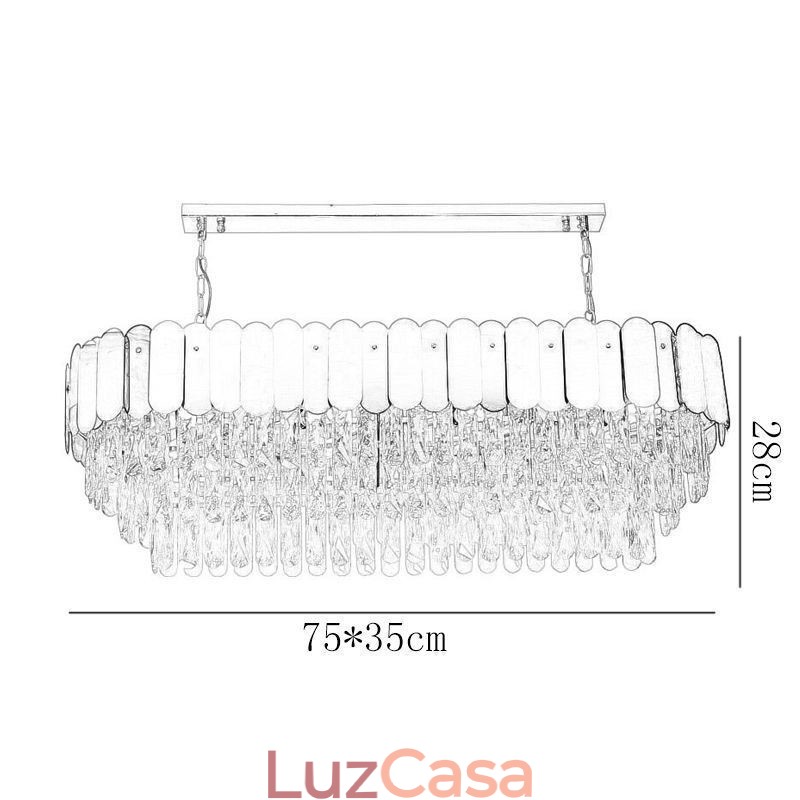 Luminária pendente de cristal, luminária de teto oval de luxo