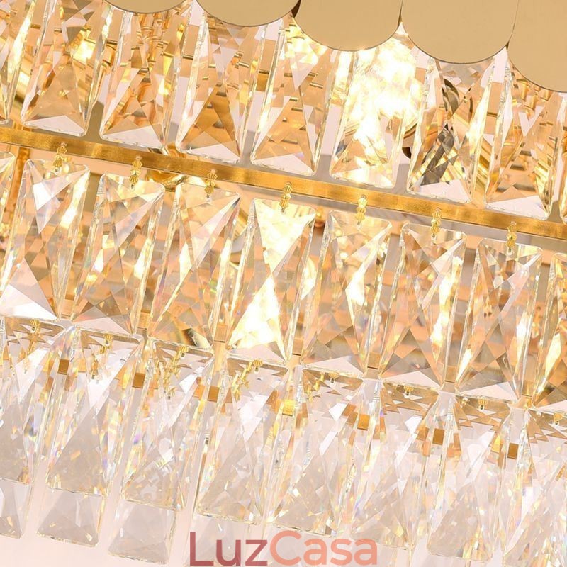 Luminária pendente de cristal, luminária de teto oval de luxo