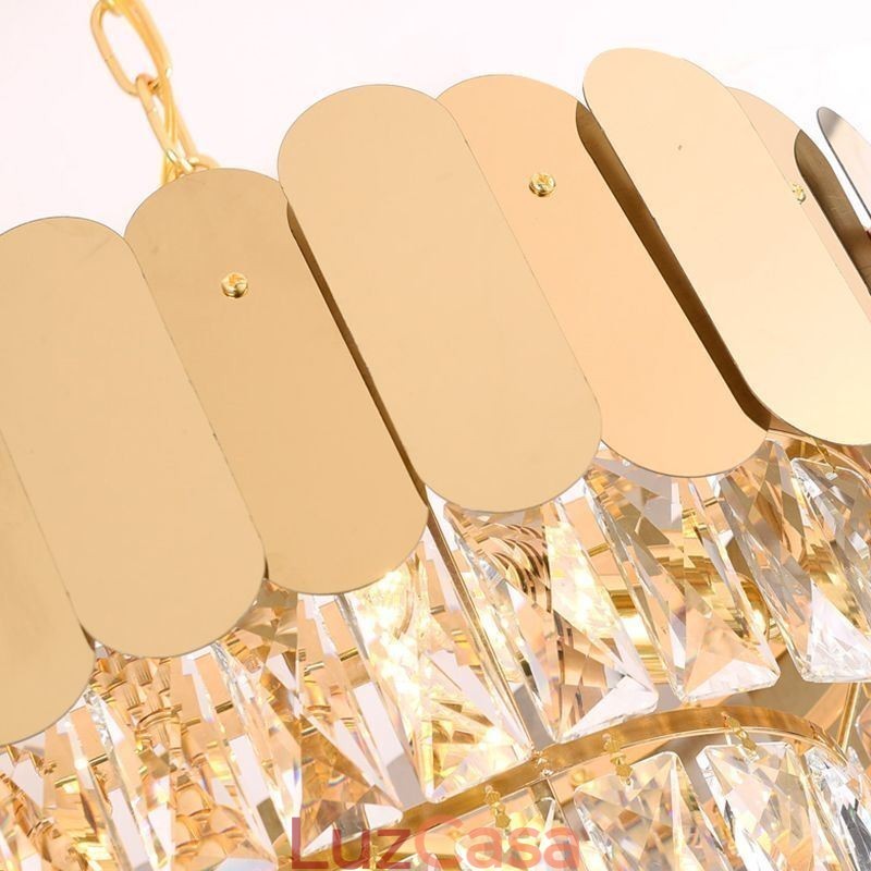 Luminária pendente de cristal, luminária de teto oval de luxo