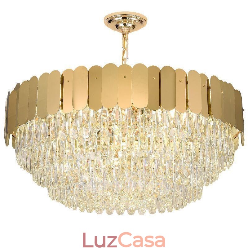 Luminária pendente moderna de cristal redonda para teto