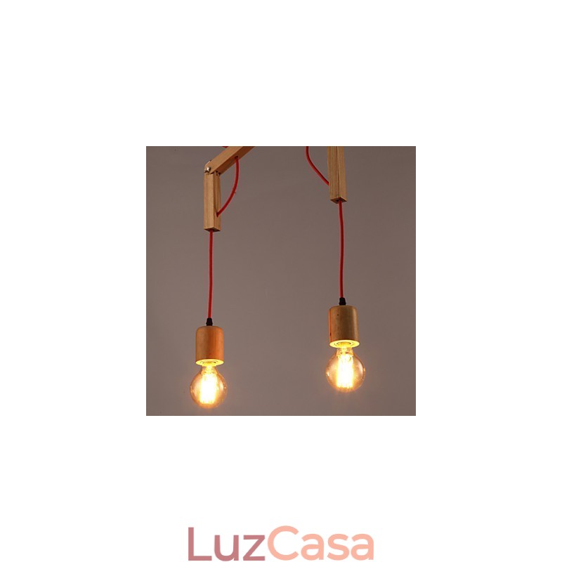 Lustre Mini Estilo Moderno Contemporâneo Madeira Bambu