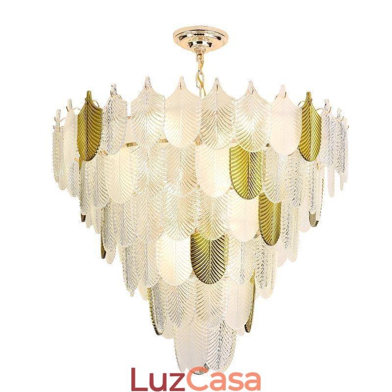 Cristal Elegante Folha Pendente Luz Teto Pendente Luz