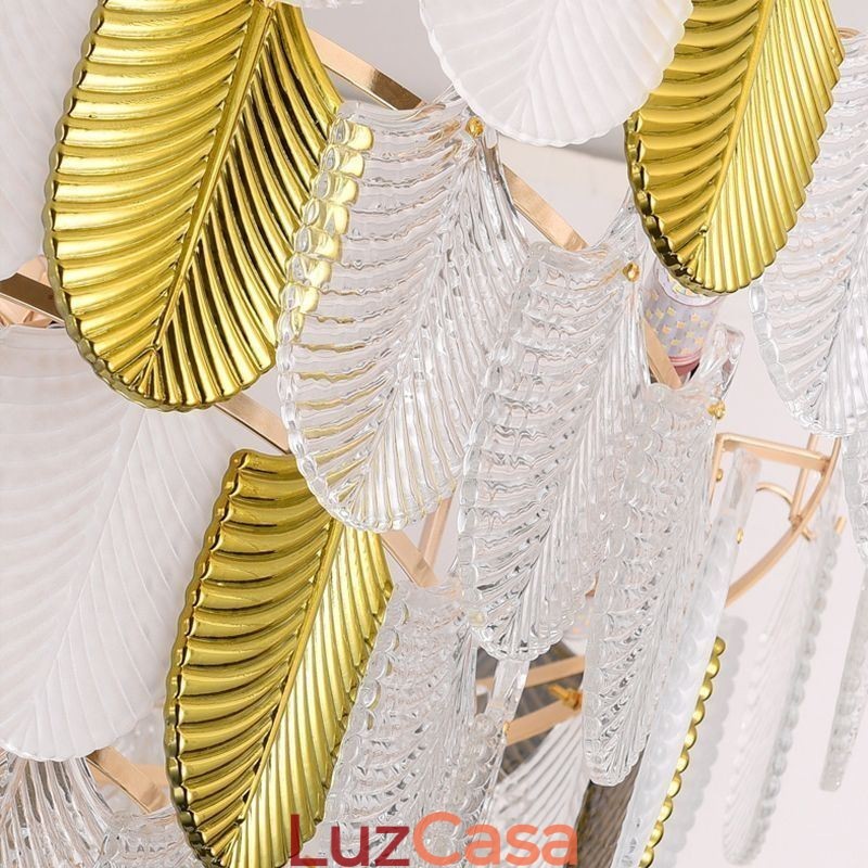 Cristal Elegante Folha Pendente Luz Teto Pendente Luz