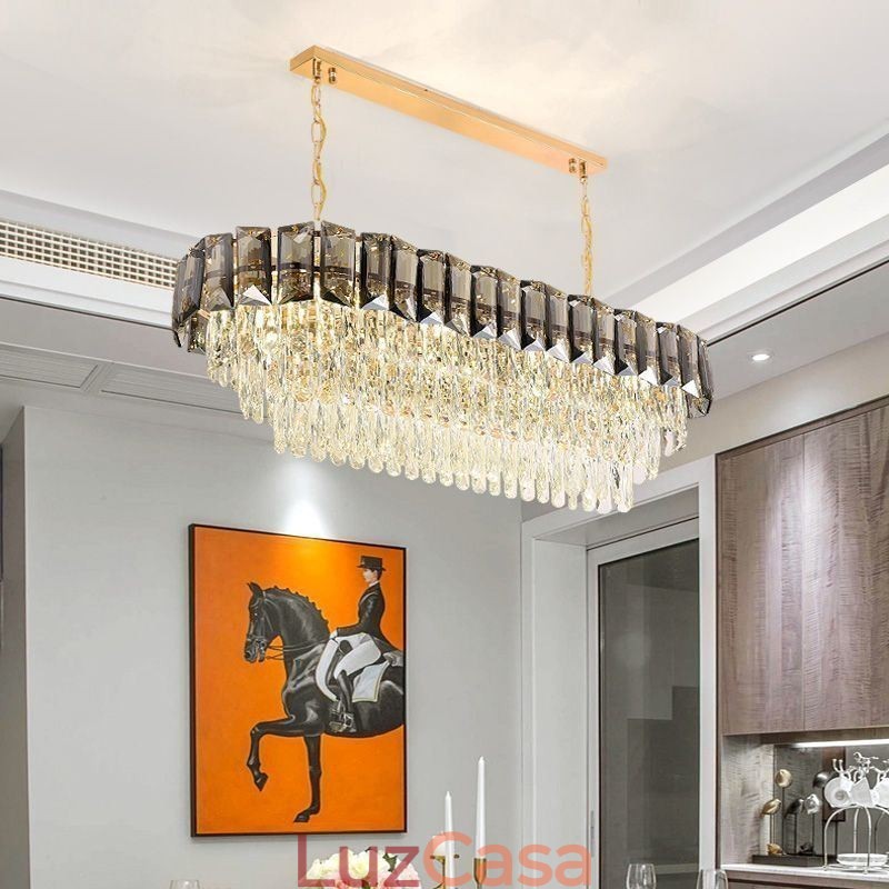 Luminária pendente de cristal K9, luminária pendente oval de luxo