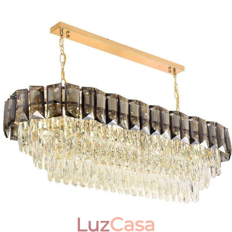 Luminária pendente de cristal K9, luminária pendente oval de luxo