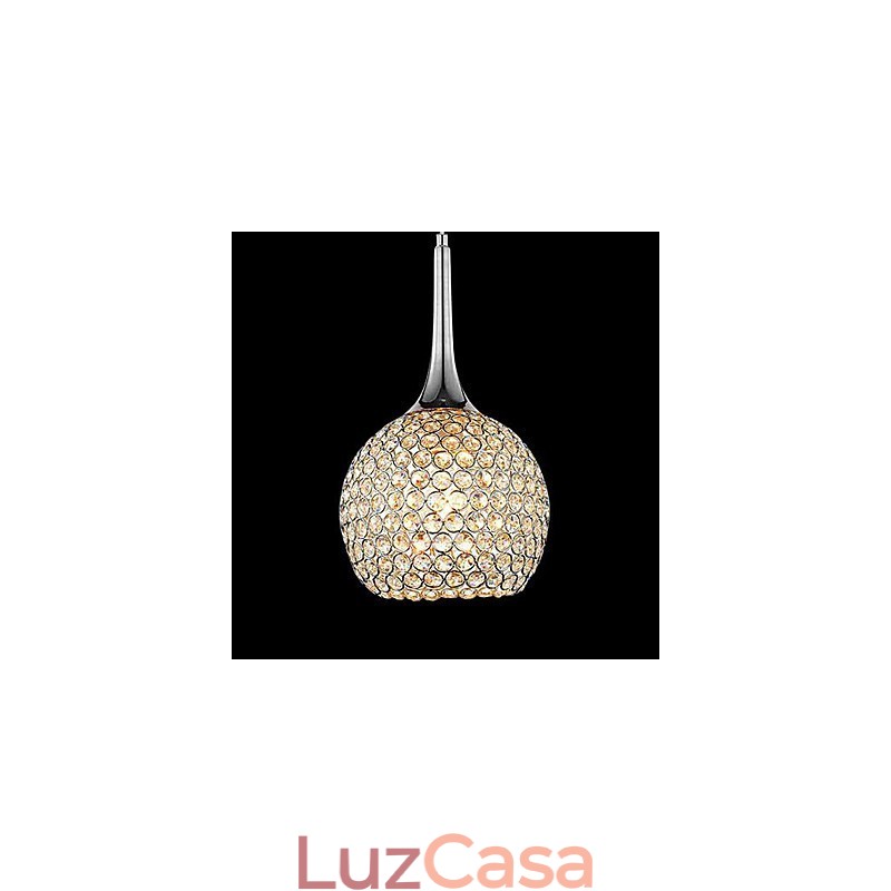 Lustre moderno contemporâneo de cristal cromado em metal